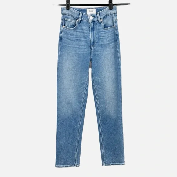 Paige Stella Crop High Waisted Straight Leg Jeans in Seawater Size 24 - Picture 4 of 15